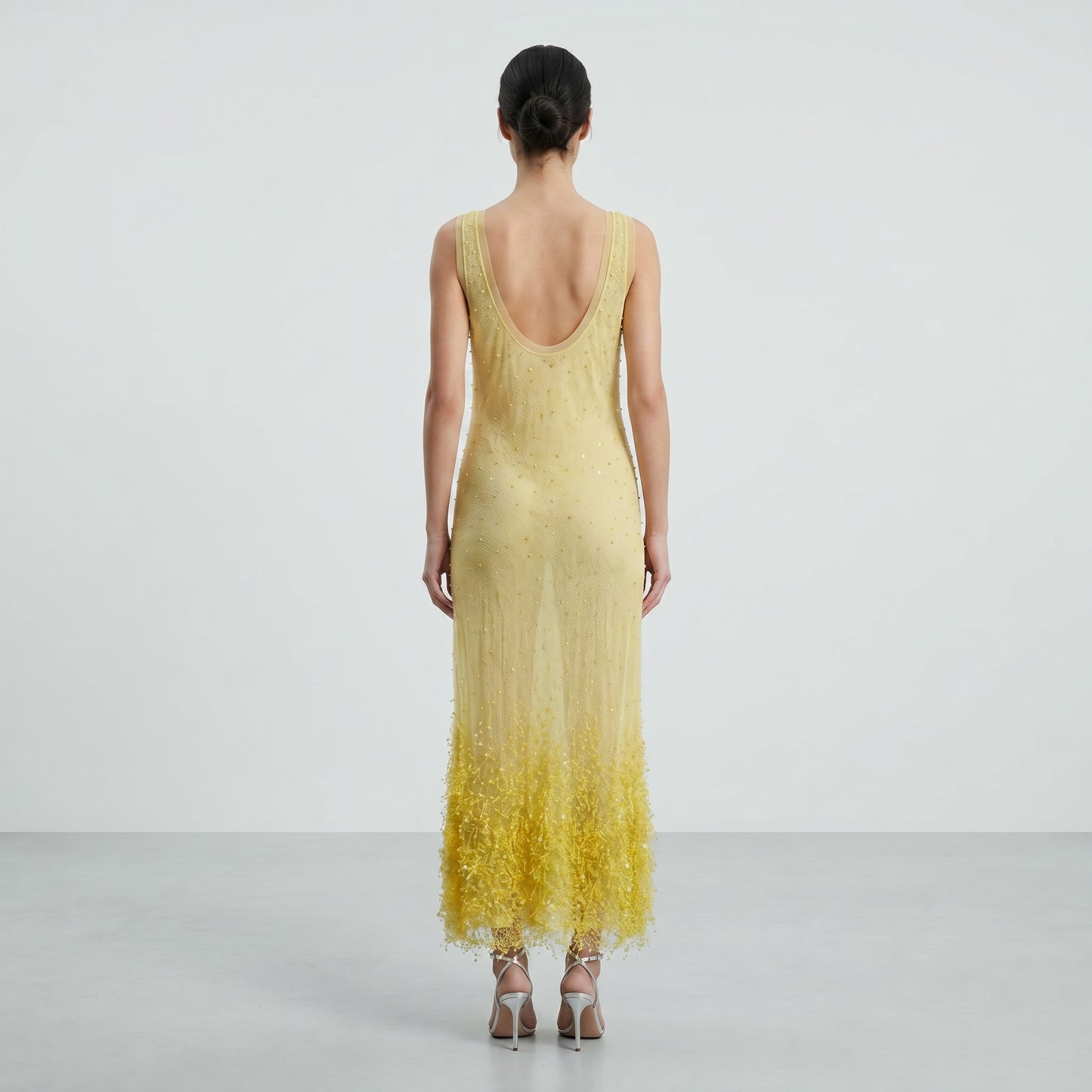 Embellished Sheer Midi Dress