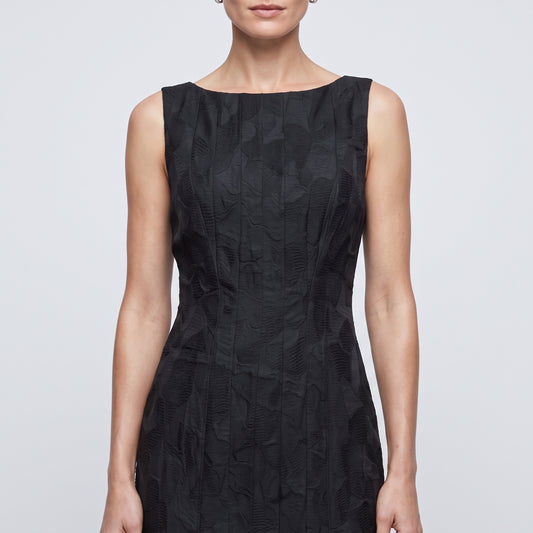 Sleeveless Textured Fit-and-Flare Dress