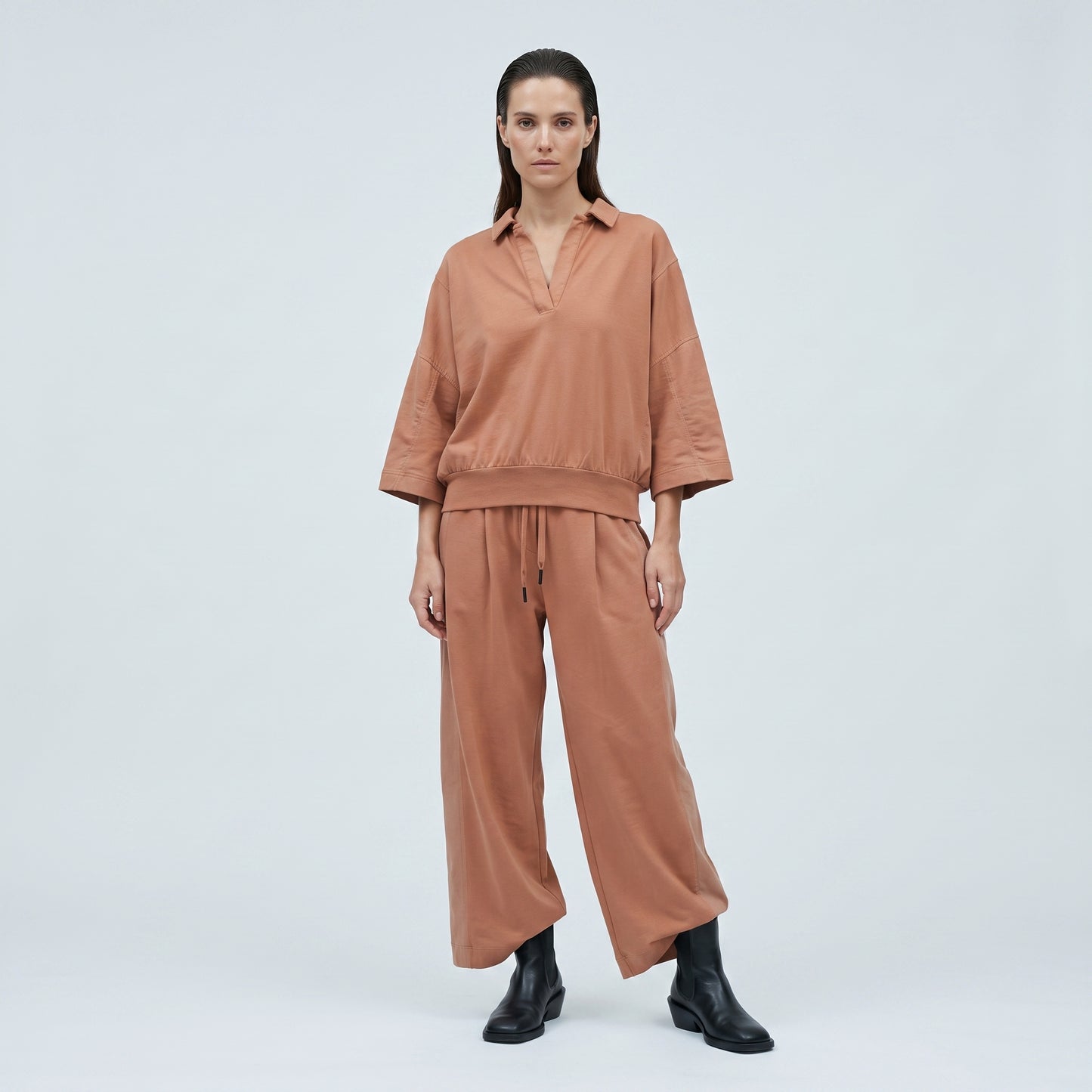 Relaxed Collared Cotton Pullover