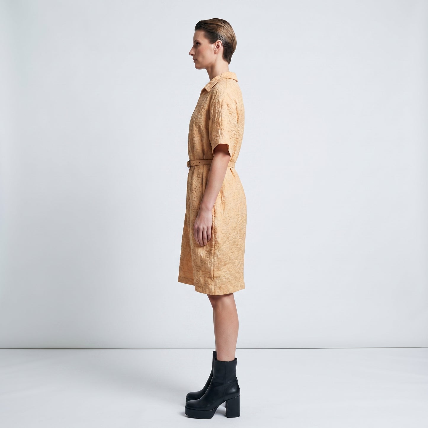 Textured Belted Mini Dress