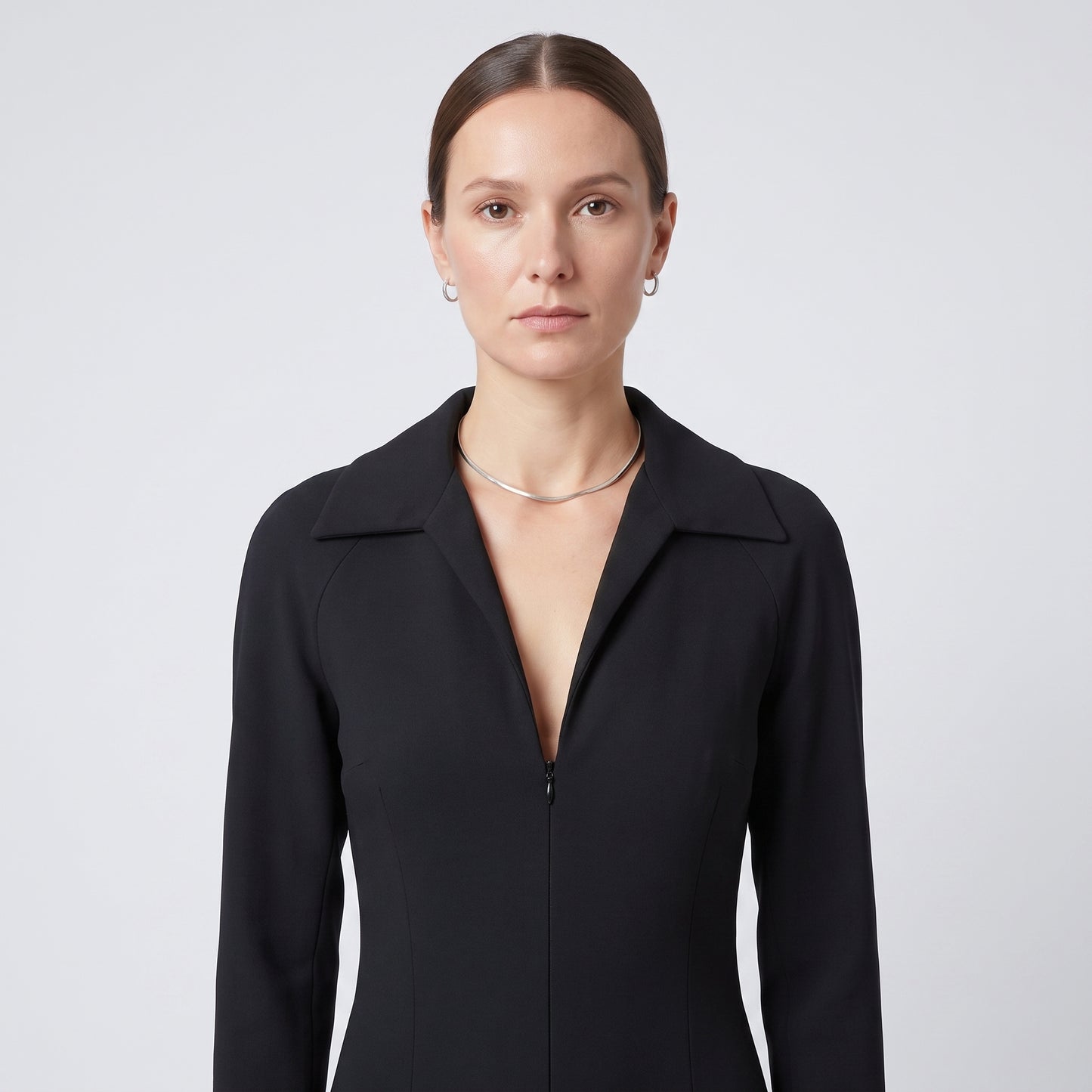 Tailored Black Collared Jumpsuit
