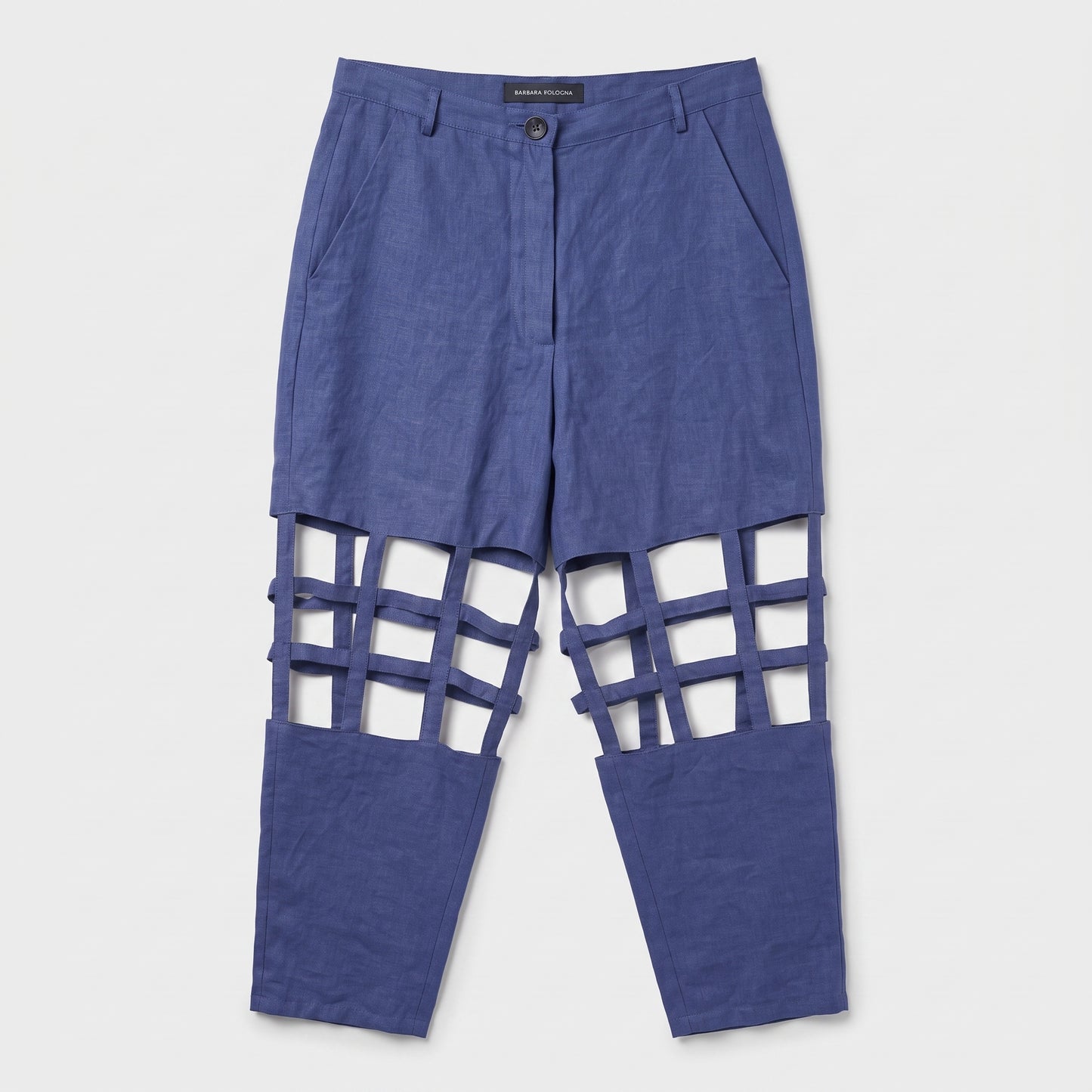 Caged Linen Tailored Trousers