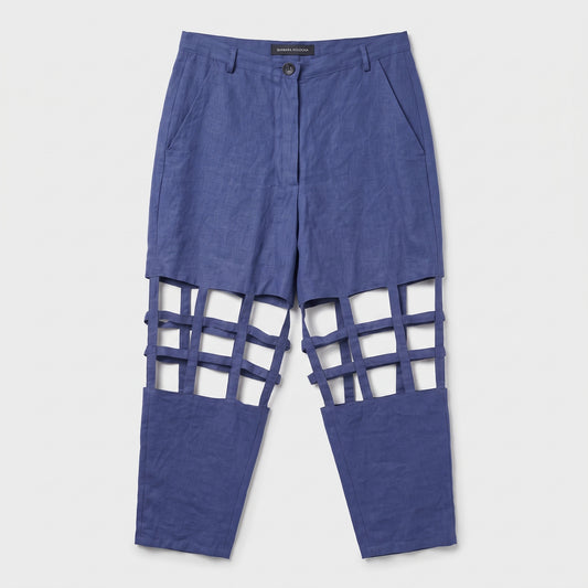Caged Linen Tailored Trousers