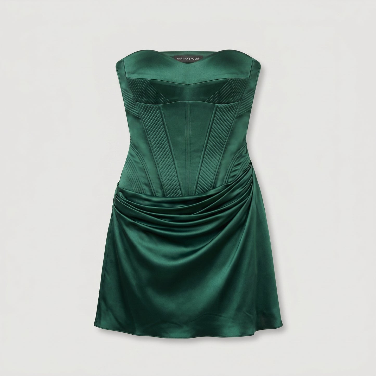 Emerald Satin Corset Mini Dress
