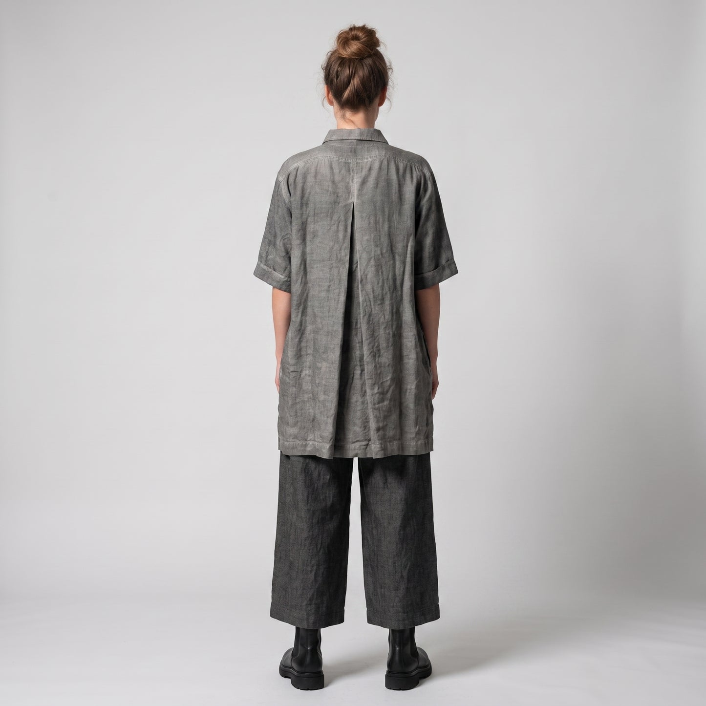 Abstract Dyed Linen Button-Down Shirt