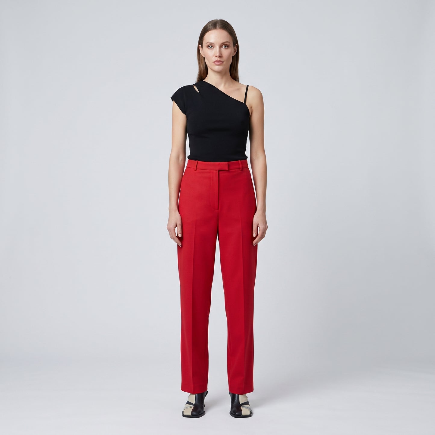 Tailored High-Waist Slim Trousers