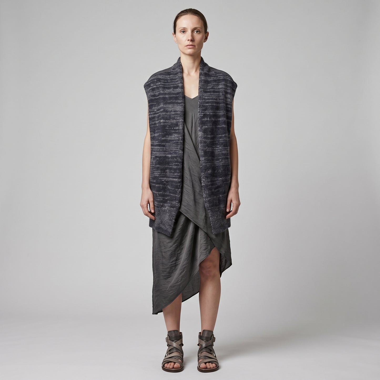 Textured Knit Sleeveless Layering Vest