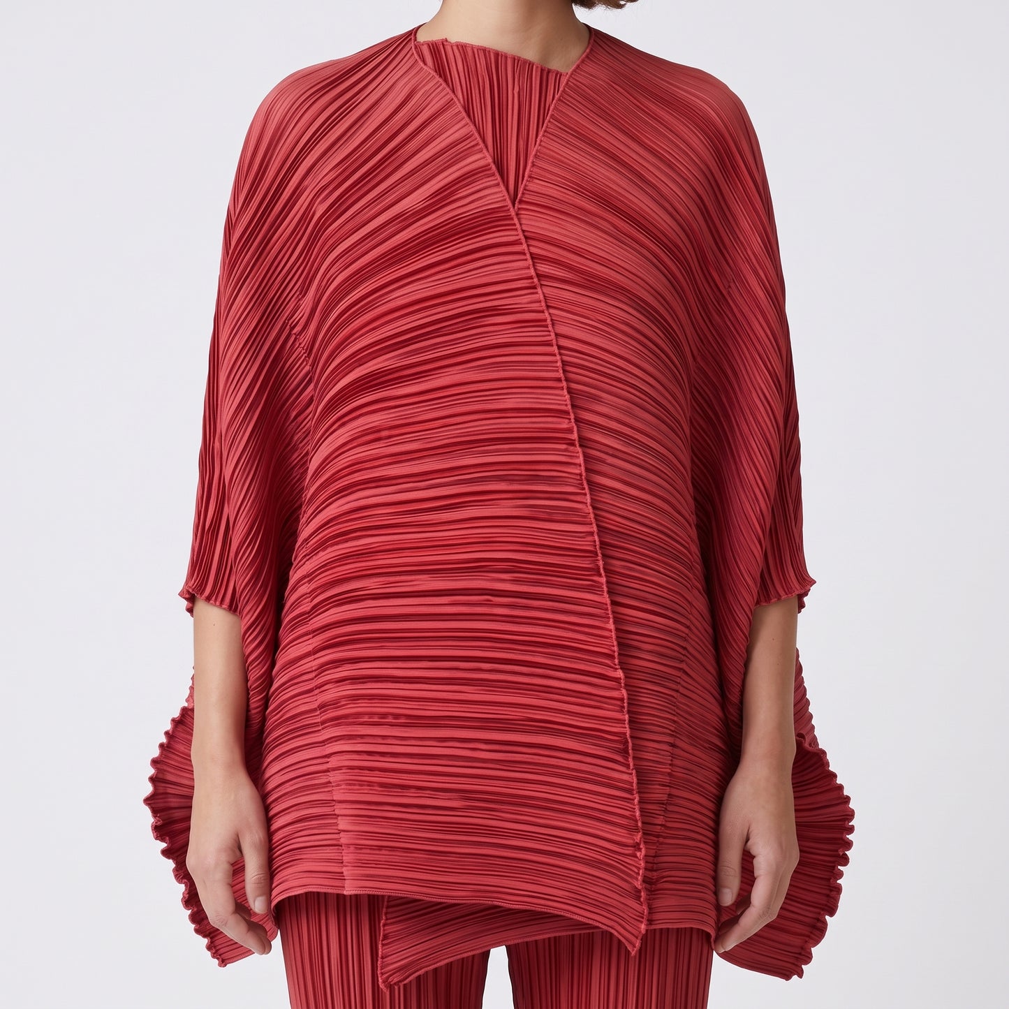 Pleated Deep Red Wrap Top