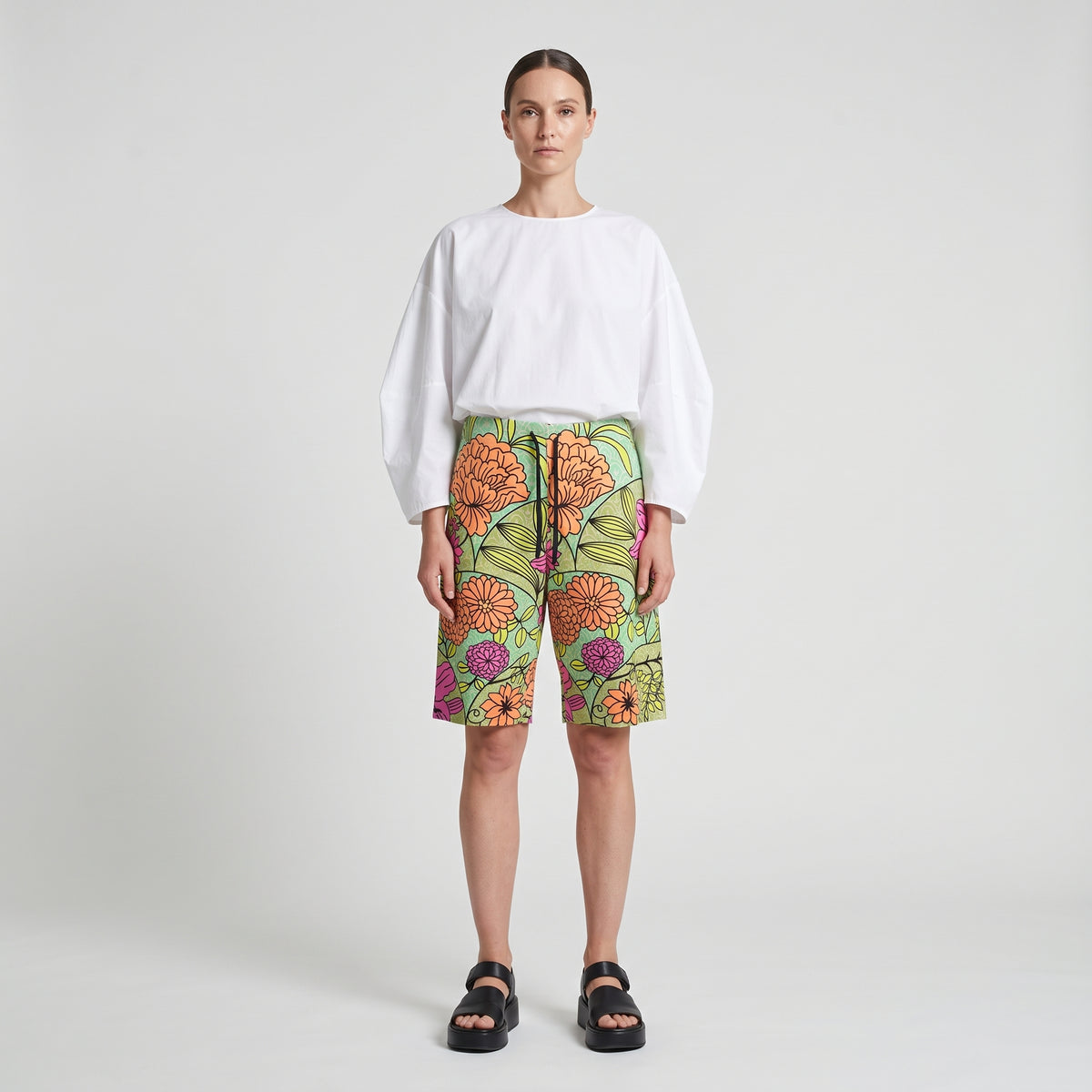 Floral Print Drawstring Shorts