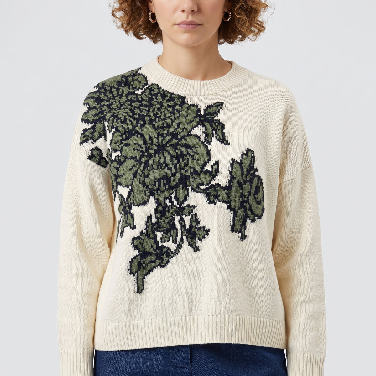 Floral Intarsia Knit Sweater