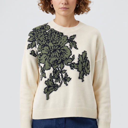 Floral Intarsia Knit Sweater