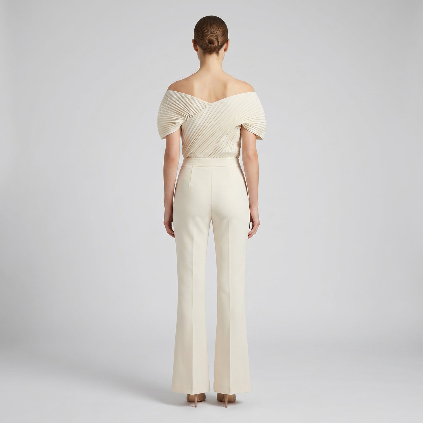Tailored Cream Flared Trousers