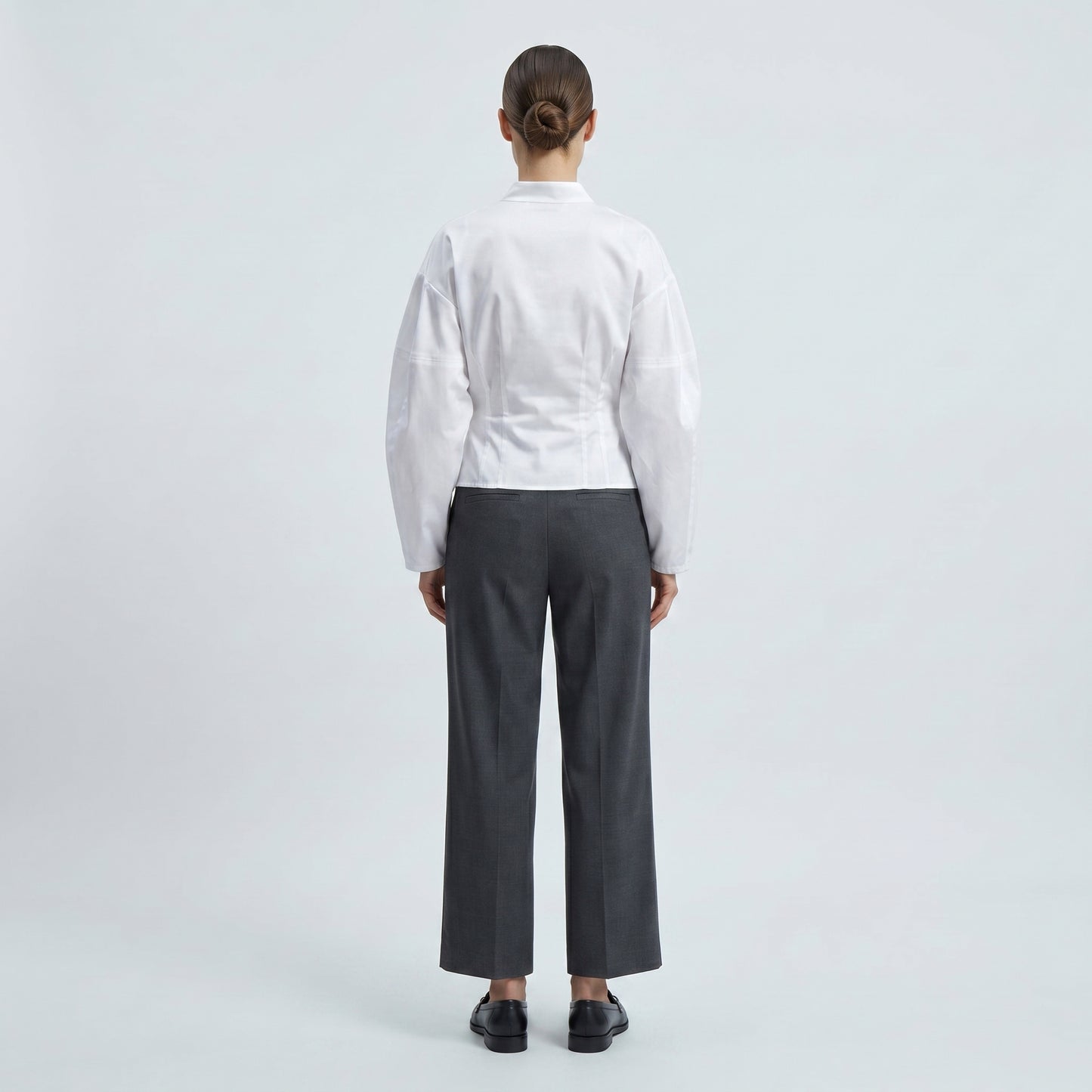 V-Neck Cotton Poplin Shirt