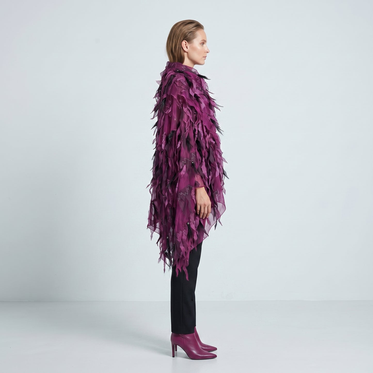 Fringed Magenta Organza Cover-Up