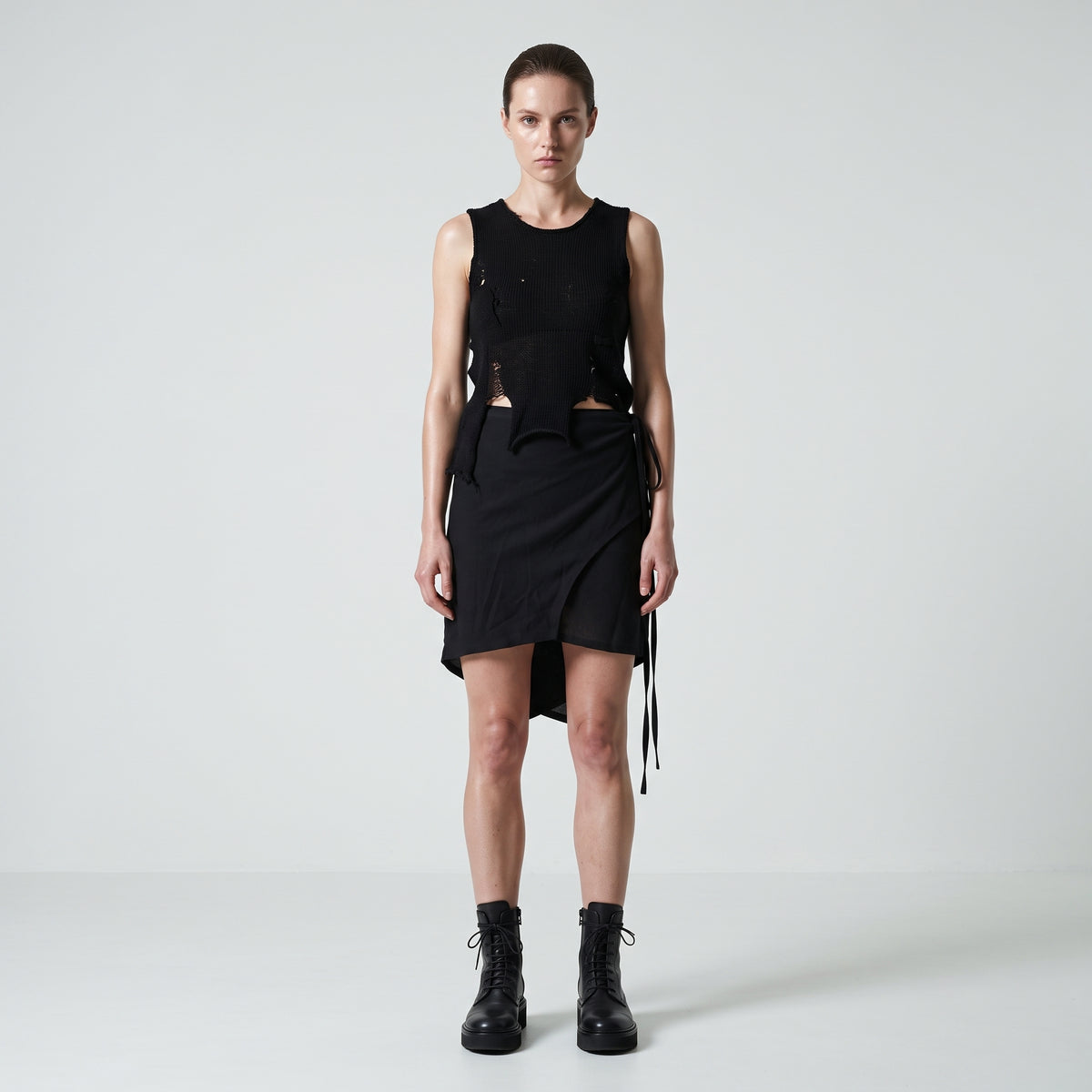 Asymmetric Wrap Mini Skirt