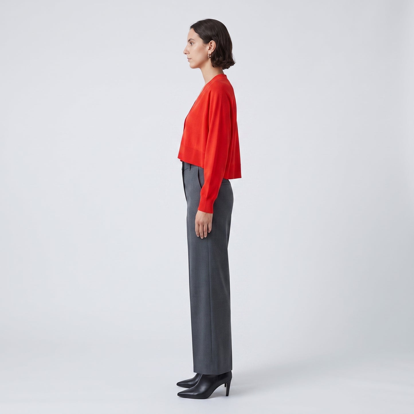 Cropped Button-Front Knit Cardigan