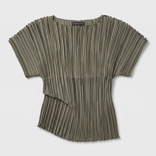 Pleated Olive Statement Top