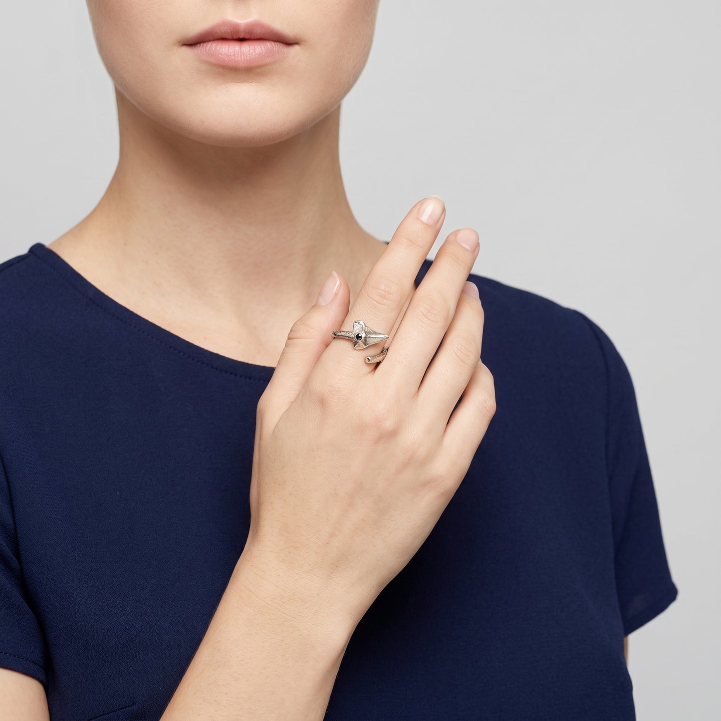 Textured Silver Triangular Statement Ring