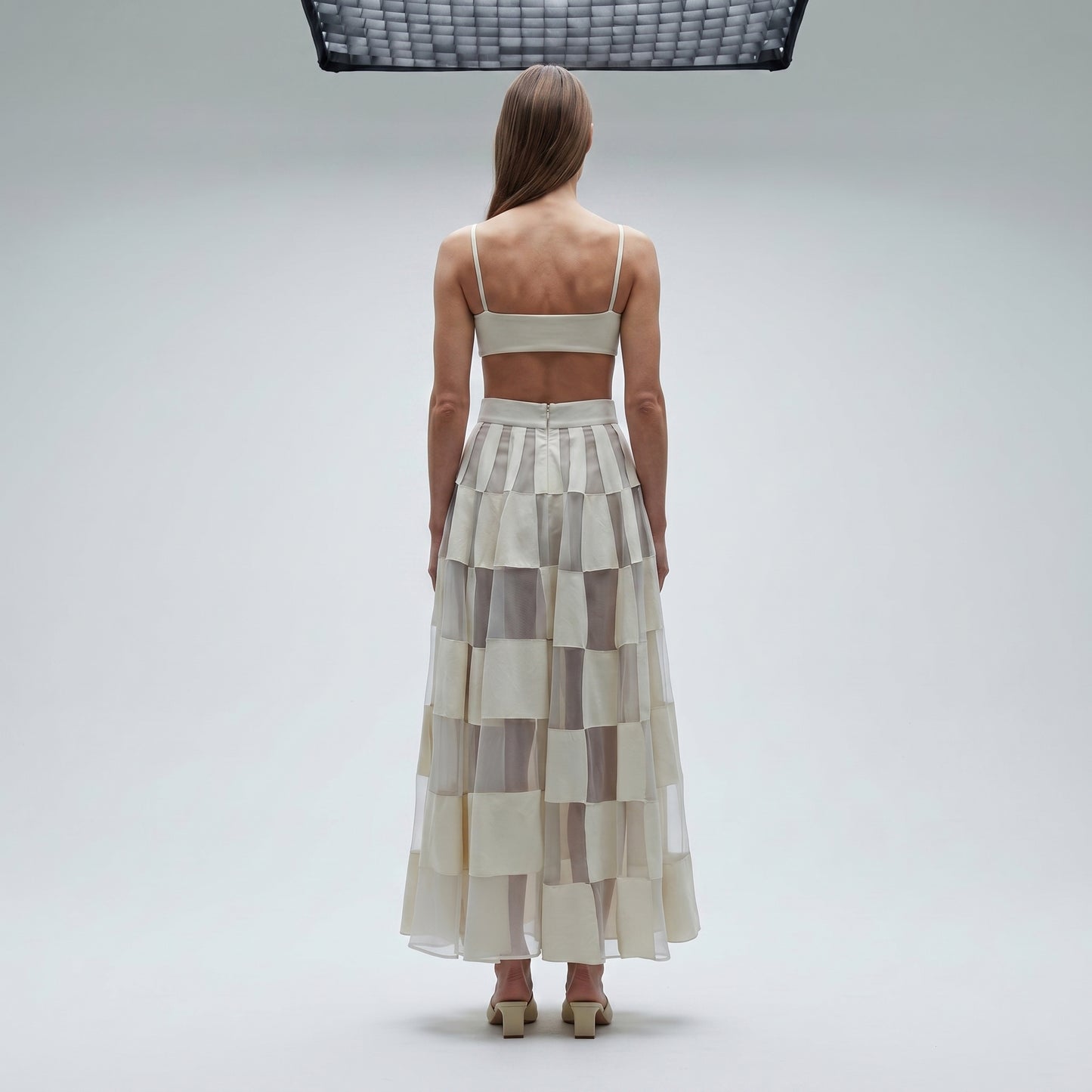 Geometric Paneled A-Line Skirt