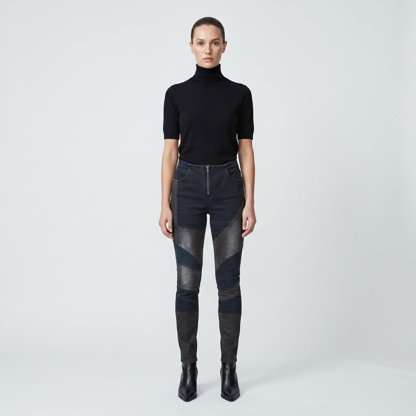 Patchwork Denim Skinny Jeans