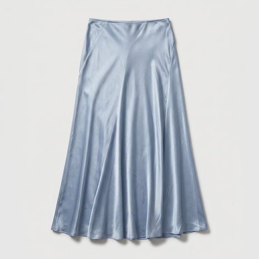 Satin Midi A-Line Skirt