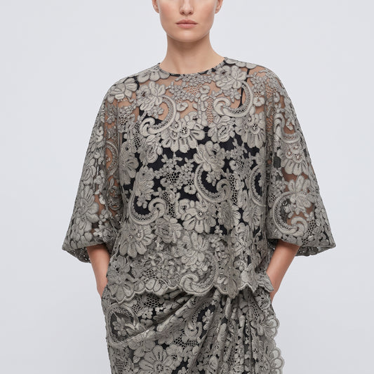 Floral Embroidered Lace Blouse