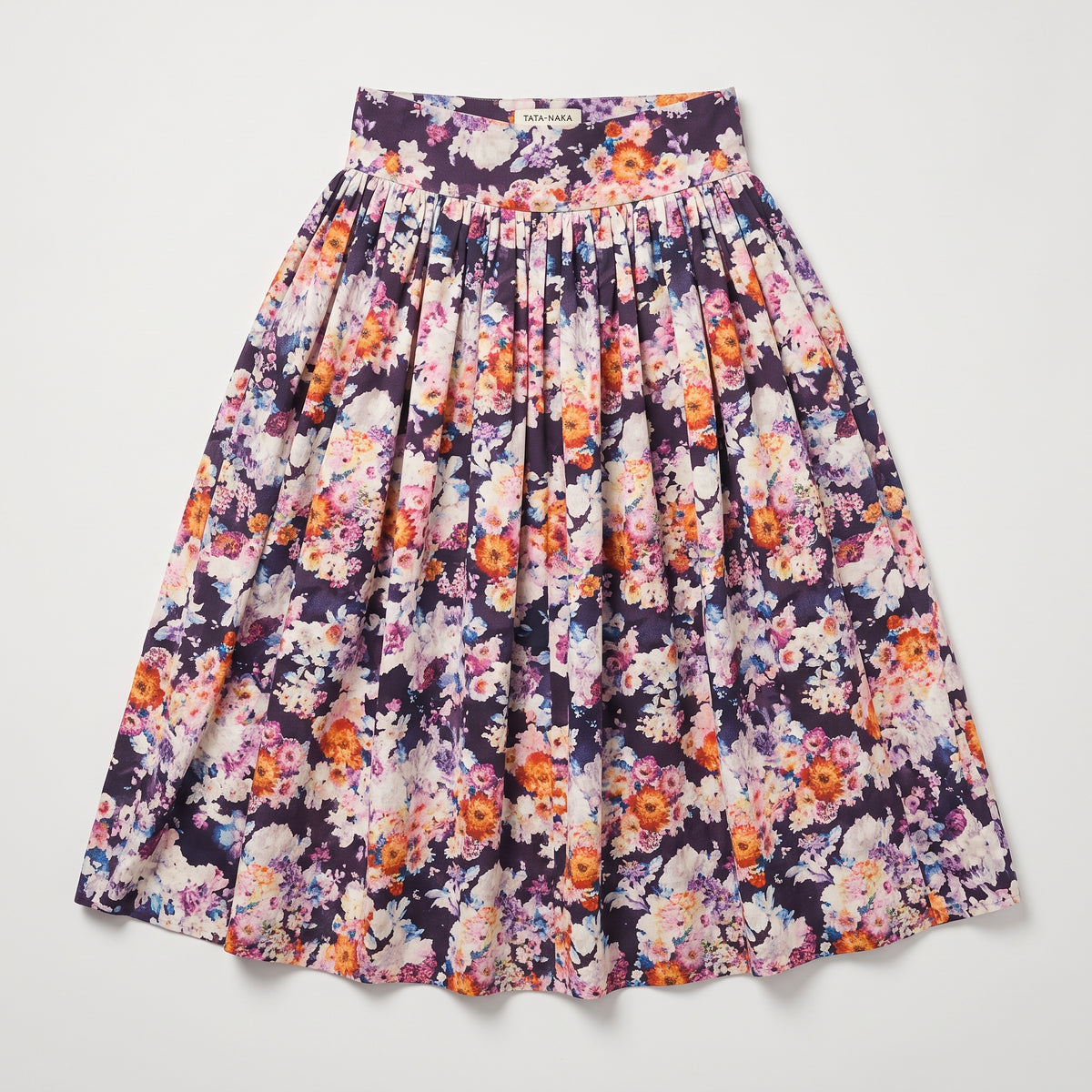 Floral Print Pleated Midi Skirt