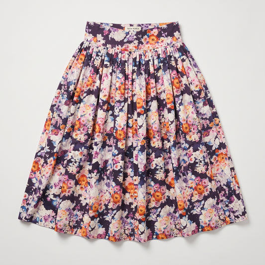 Floral Print Pleated Midi Skirt
