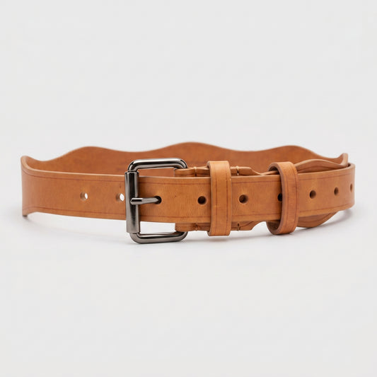 Scalloped Edge Leather Waist Belt