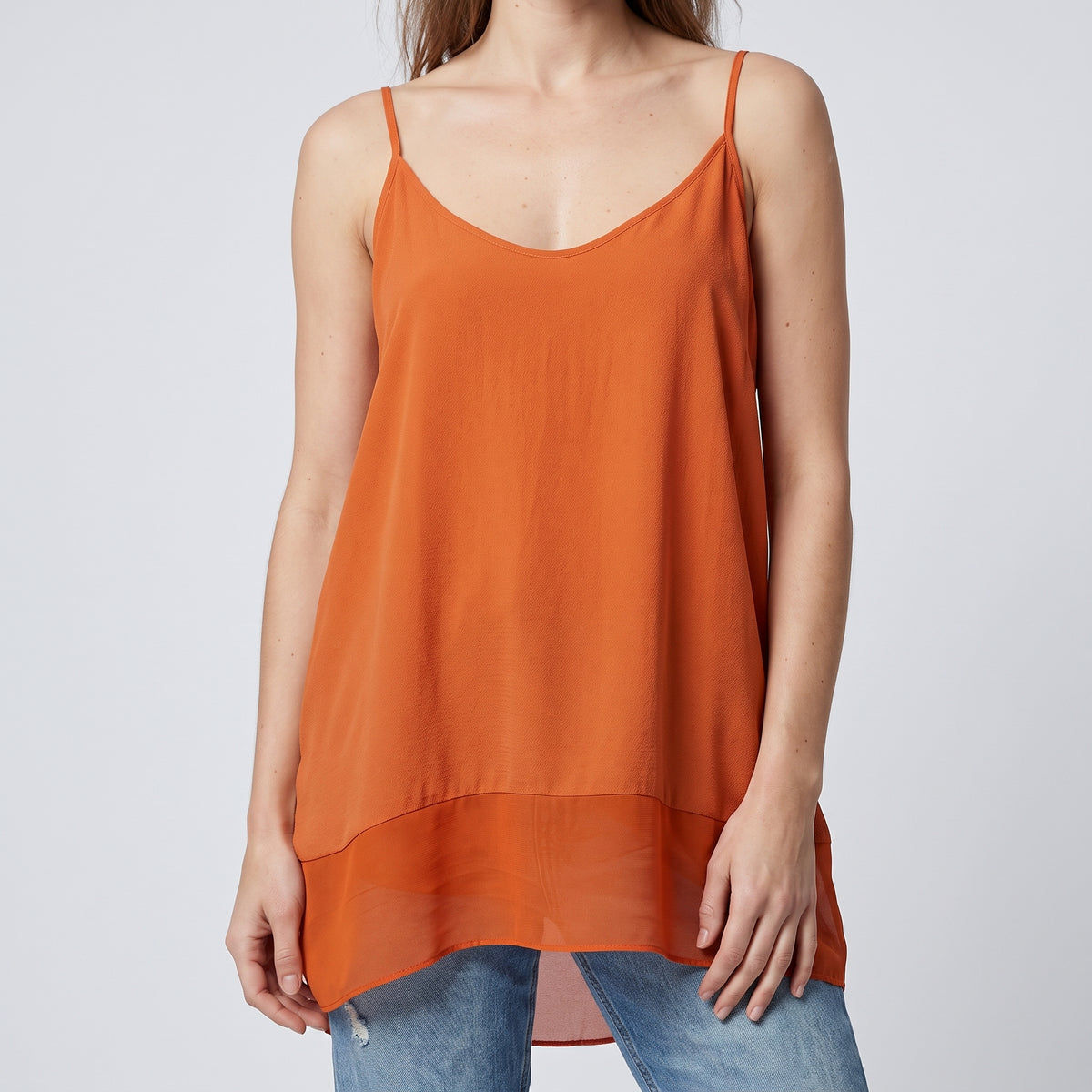 Vibrant Orange Spaghetti Strap Camisole