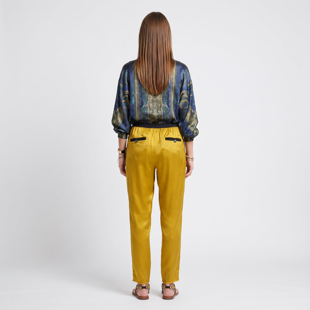 Silk Blend Contrast Trousers