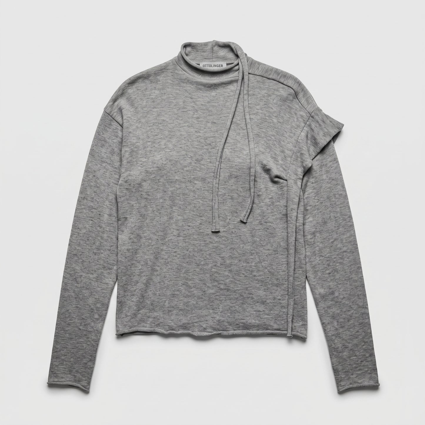Asymmetric Grey Mock-Neck Top