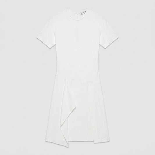 Asymmetric Hem White Cotton Dress
