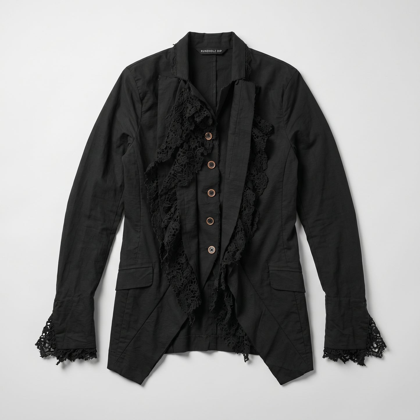 Black Ruffled Lace Trim Jacket