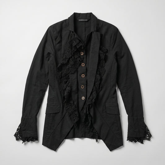 Black Ruffled Lace Trim Jacket