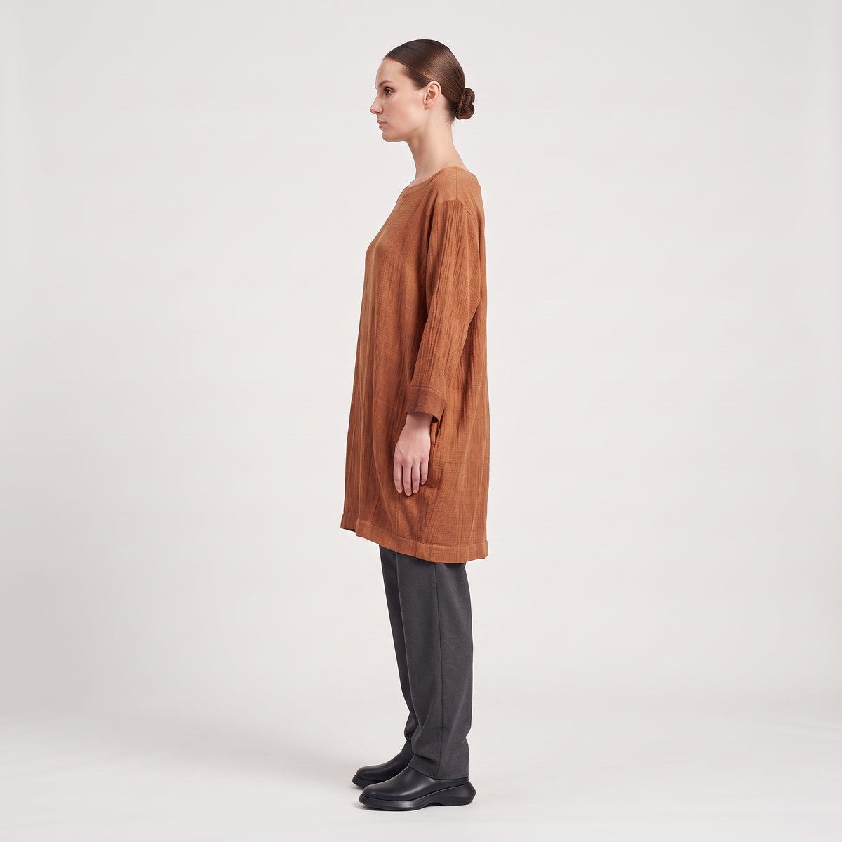 Textured Rust Boatneck Top