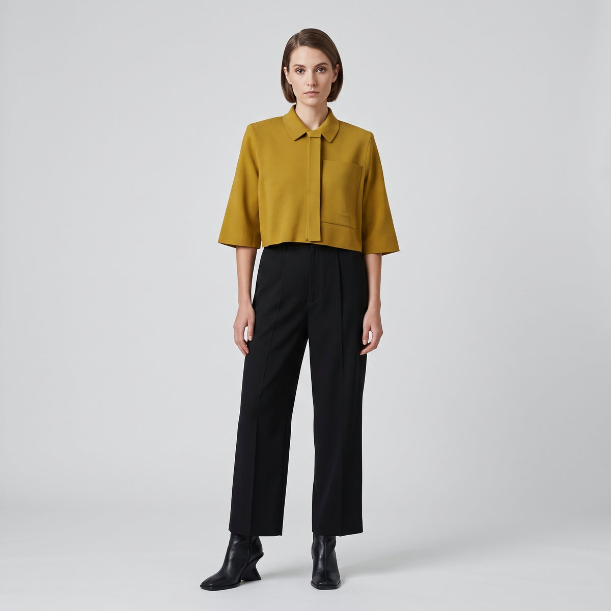 Cropped Mustard Utility Shirt