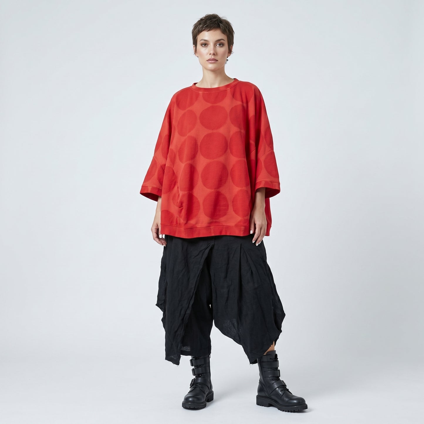 Red Polka Dot Oversized Top