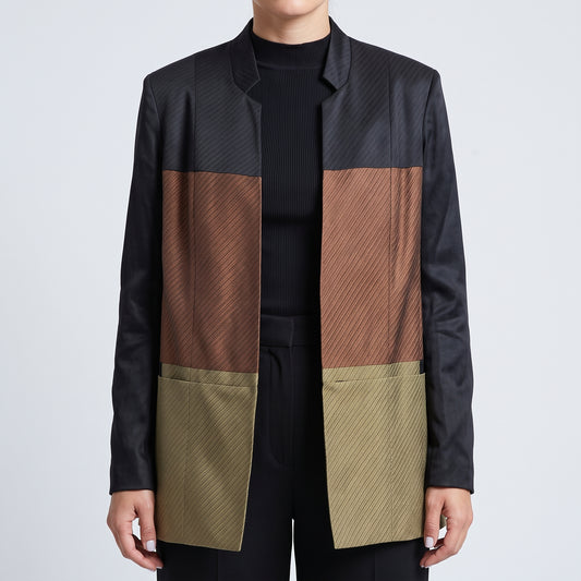 Colorblocked Structured Tailored Jacket