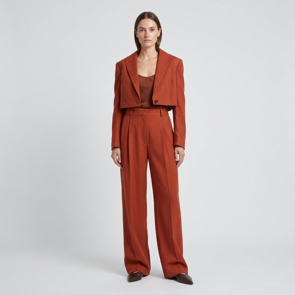 Tailored High-Rise Pleated Trousers