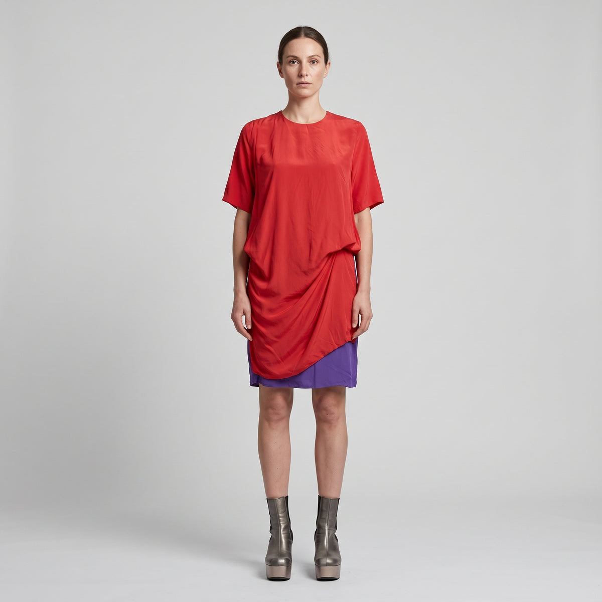 Two Tone Silk Layered Dress