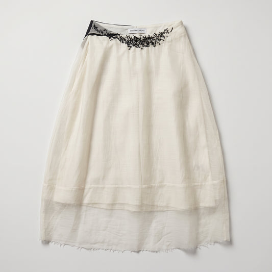 Embroidered Sheer Midi Skirt