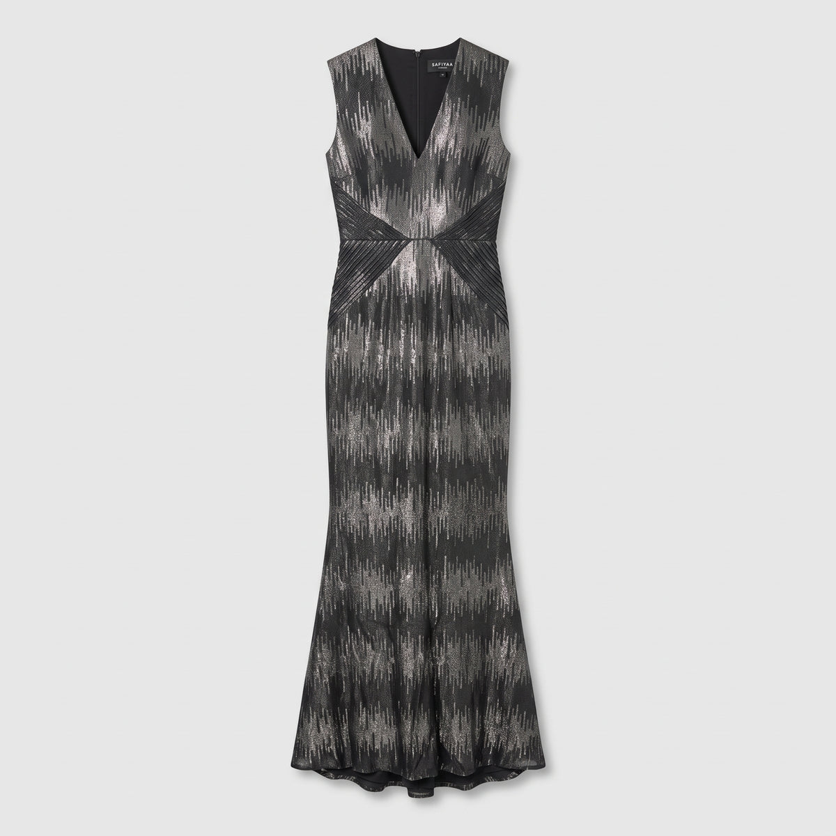 Metallic V-Neck Evening Gown