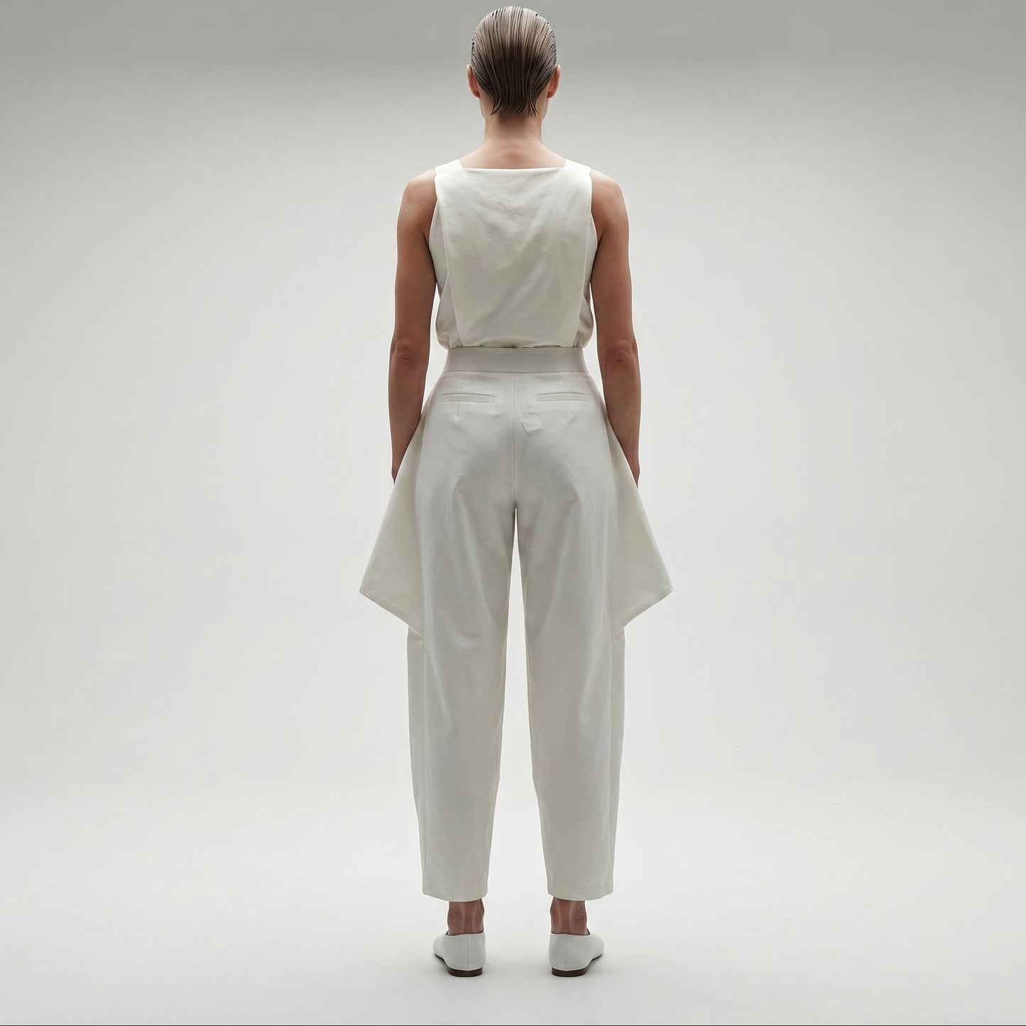 High-Waisted Structured Pleated Trousers