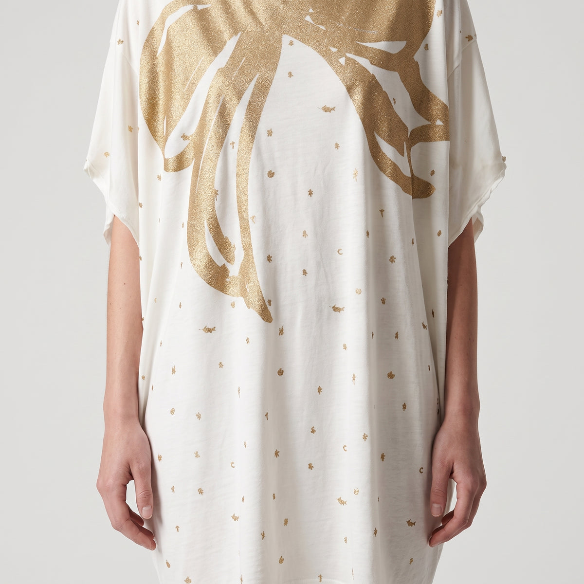 Metallic Bow Embellished Cotton Tee