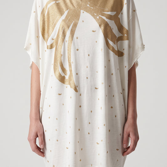 Metallic Bow Embellished Cotton Tee