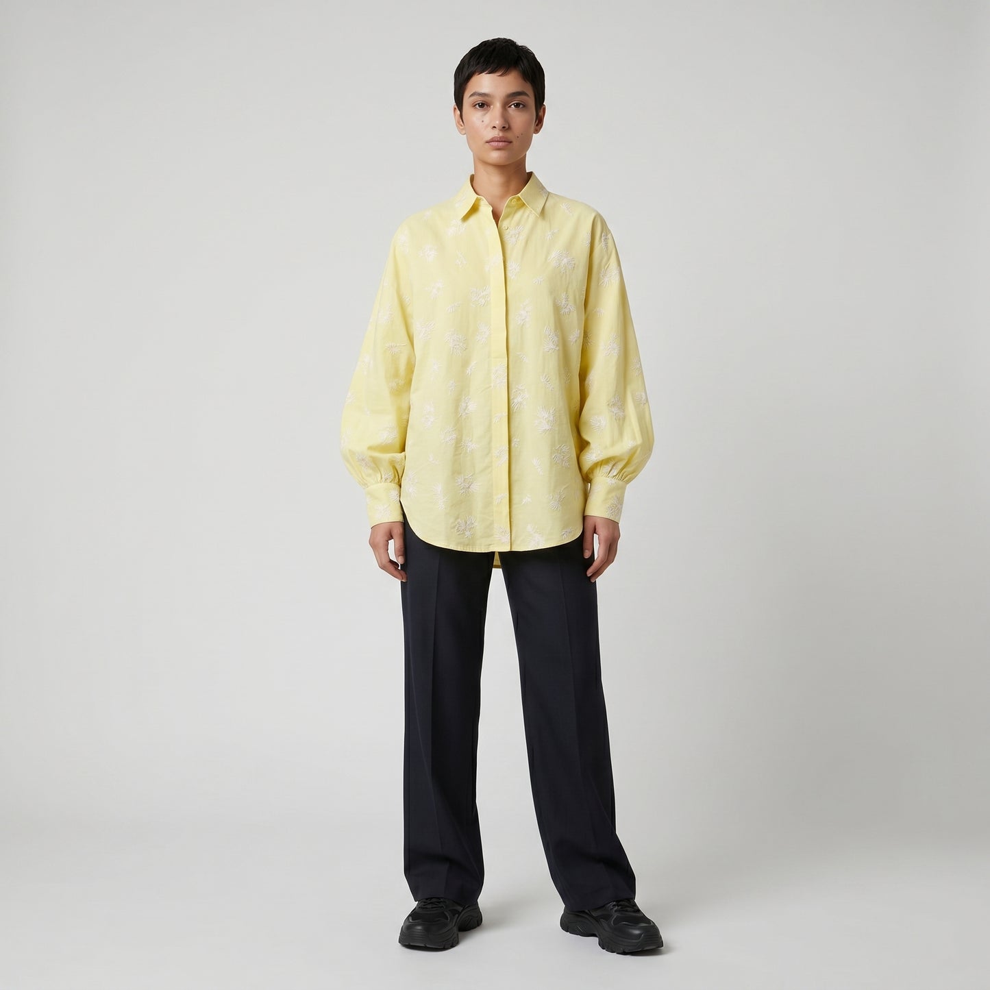 Embroidered Pastel Yellow Shirt