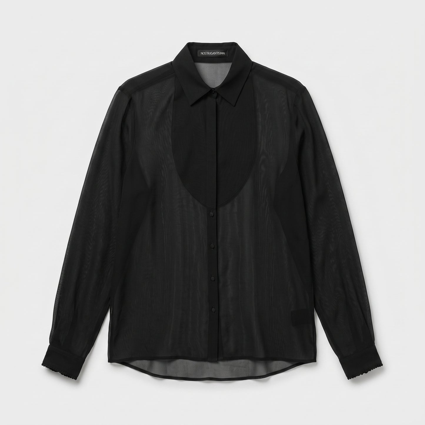 Sheer Panel Button-Down Shirt