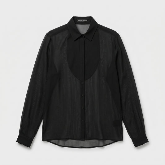 Sheer Panel Button-Down Shirt