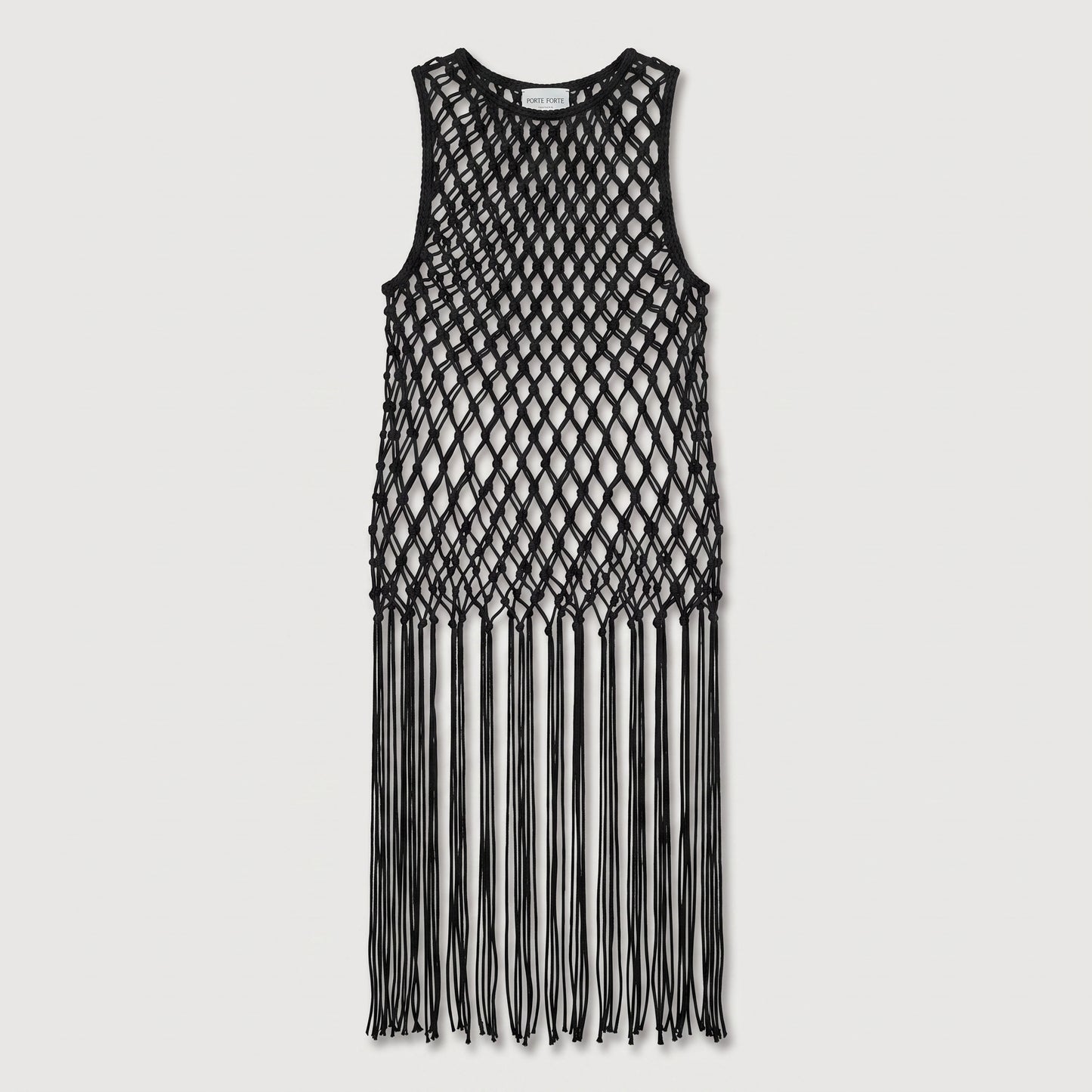 Black Crochet Fringe Mini Dress